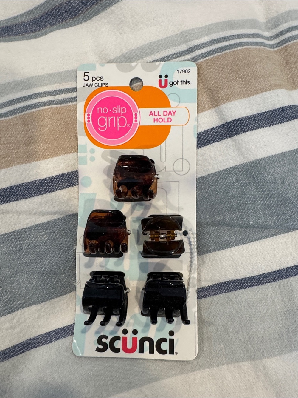No-Slip Grip Jaw Clips - Black & Tortoiseshell (5 Pack)